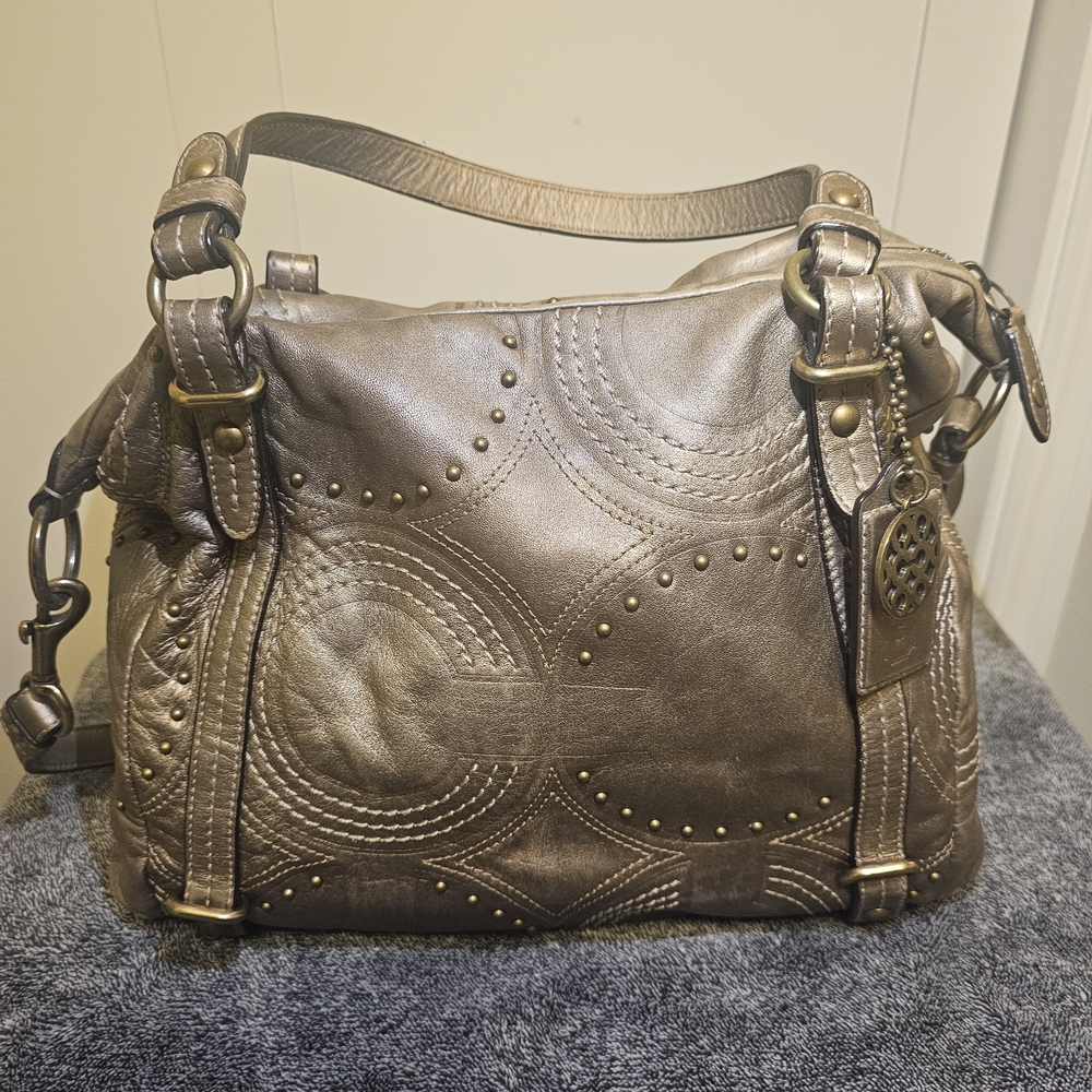 Women's Metallic Bronze Leather Shoulder Bag